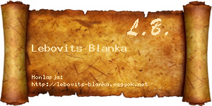 Lebovits Blanka névjegykártya